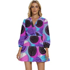 Cookies Chocolate Cookies Sweets Snacks Baked Goods V-neck Placket Mini Dress by Jancukart