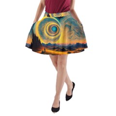 Surrealist Fantasy Dream Moon Space A-line Pocket Skirt by Jancukart