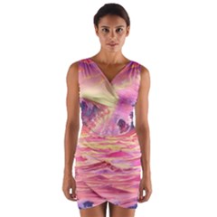 Waves Ocean Sea Tsunami Nautical 5 Wrap Front Bodycon Dress by Jancukart