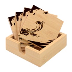 Tsunami Waves Ocean Sea Nautical Nature Water Art Bamboo Coaster Set by Jancukart