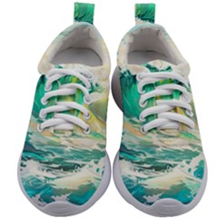 Waves Ocean Sea Tsunami Nautical 90 Kids Athletic Shoes by Jancukart