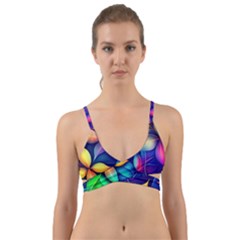 Ai Generated Artwork Leaves Nature Pattern Wrap Around Bikini Top by Jancukart