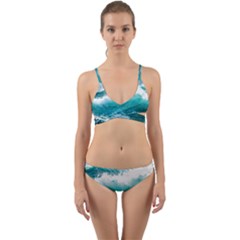 Waves Ocean Sea Tsunami Nautical 4 Wrap Around Bikini Set by Jancukart