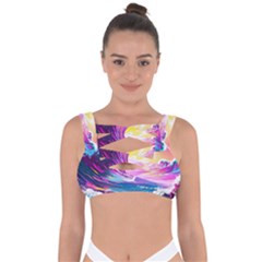 Tsunami Waves Ocean Sea Nautical Nature Water Blue Water Bandaged Up Bikini Top by Jancukart