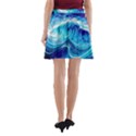Tsunami Waves Ocean Sea Nautical Nature Abstract Blue Water A-Line Pocket Skirt View2