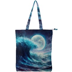 Tsunami Waves Ocean Sea Nautical Nature Water 4 Double Zip Up Tote Bag by Jancukart