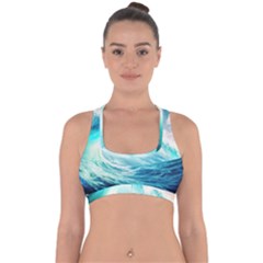 Tsunami Waves Ocean Sea Nautical Nature Water 8 Cross Back Hipster Bikini Top  by Jancukart