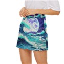 Tsunami Waves Ocean Sea Nautical Nature Water Mini Front Wrap Skirt View2