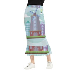 Amsterdam Landmark Landscape Maxi Fishtail Chiffon Skirt by Sudheng