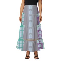 Amsterdam Landmark Landscape Tiered Ruffle Maxi Skirt by Sudheng