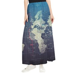 Vintage World Map Illustration Artwork Water Drop Digital Art Arts Maxi Chiffon Skirt by Sudheng