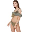 Vintage World Map Ruffle Edge Tie Up Bikini Set	 View2