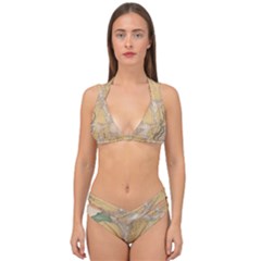 Vintage World Map Physical Geography Double Strap Halter Bikini Set by Sudheng