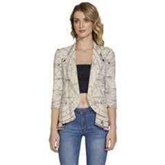 Astronomy Vintage Women s 3/4 Sleeve Ruffle Edge Open Front Jacket by ConteMonfrey