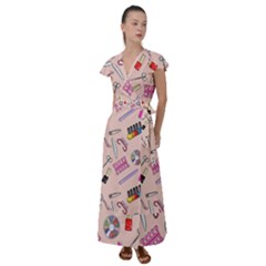 Manicure Flutter Sleeve Maxi Dress by SychEva