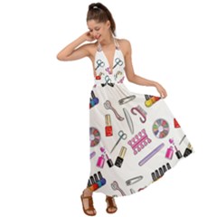 Manicure Nail Pedicure Backless Maxi Beach Dress by SychEva