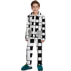 Black And White Pattern Kids  Long Sleeve Velvet Pajamas Set by Amaryn4rt