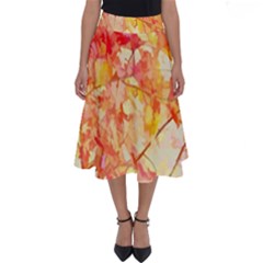Monotype Art Pattern Leaves Colored Autumn Perfect Length Midi Skirt by Amaryn4rt