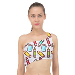 Seamless Pixel Art Pattern Spliced Up Bikini Top  by Amaryn4rt