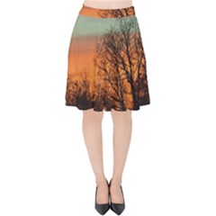 Twilight Sunset Sky Evening Clouds Velvet High Waist Skirt by Amaryn4rt