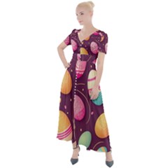 Easter Eggs Egg Button Up Short Sleeve Maxi Dress by Ravend