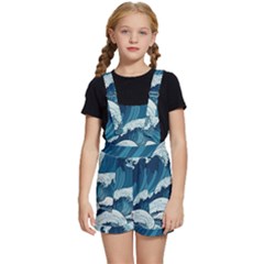 Waves Ocean Sea Pattern Water Tsunami Rough Seas Kids  Short Overalls by Wegoenart