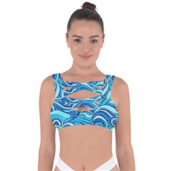 Pattern Ocean Waves Blue Nature Sea Abstract Bandaged Up Bikini Top by Wegoenart