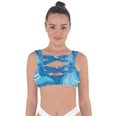 Ocean Waves Sea Abstract Pattern Water Blue Bandaged Up Bikini Top by Wegoenart