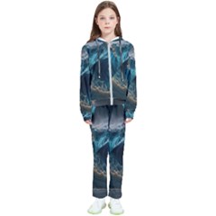 Tsunami Waves Ocean Sea Water Rough Seas Nature Kids  Tracksuit by Wegoenart