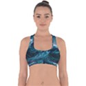 Tsunami Waves Ocean Sea Water Rough Seas Blue Cross Back Hipster Bikini Top  View1
