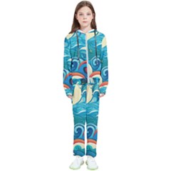 Waves Ocean Sea Abstract Whimsical Abstract Art 5 Kids  Tracksuit by Wegoenart