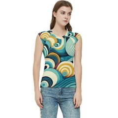 Waves Ocean Sea Abstract Whimsical Abstract Art 6 Women s Raglan Cap Sleeve Tee by Wegoenart