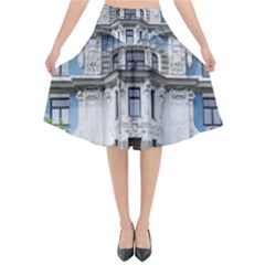 Squad Latvia Architecture Flared Midi Skirt by Celenk