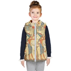 Egyptian Man Sun God Ra Amun Kids  Hooded Puffer Vest by Celenk