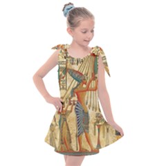 Egyptian Man Sun God Ra Amun Kids  Tie Up Tunic Dress by Celenk