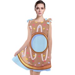 Dessert Food Donut Sweet Decor Chocolate Bread Tie Up Tunic Dress by Uceng