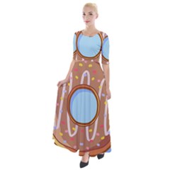 Dessert Food Donut Sweet Decor Chocolate Bread Half Sleeves Maxi Dress by Uceng