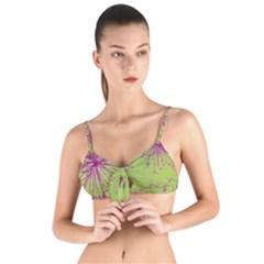 Dandelion Flower Background Nature Flora Drawing Tie Up Cut Bikini Top by Uceng