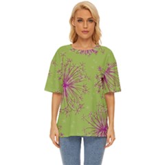 Dandelion Flower Background Nature Flora Drawing Oversized Basic Tee by Uceng