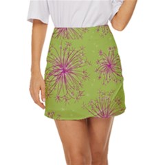 Dandelion Flower Background Nature Flora Drawing Mini Front Wrap Skirt by Uceng