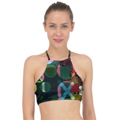 Abstract Color Texture Creative Racer Front Bikini Top by Uceng