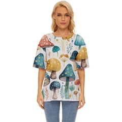 Mushroom Forest Fantasy Flower Nature Oversized Basic Tee by Uceng