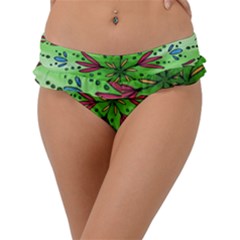 Flower Mandala Art Drawing Spring Background Frill Bikini Bottoms by Uceng