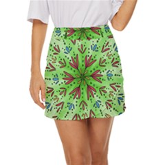 Flower Mandala Art Drawing Spring Background Mini Front Wrap Skirt by Uceng