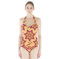 Flower Mandala Template Sketch Drawing Art Halter Swimsuit by Uceng