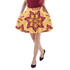 Flower Mandala Template Sketch Drawing Art A-line Pocket Skirt by Uceng