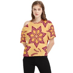 Flower Mandala Template Sketch Drawing Art One Shoulder Cut Out Tee by Uceng
