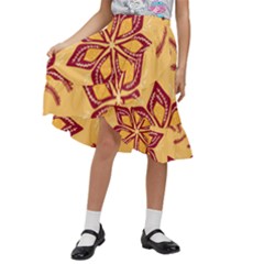 Flower Mandala Template Sketch Drawing Art Kids  Ruffle Flared Wrap Midi Skirt by Uceng
