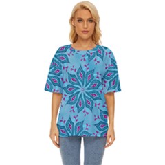 Flower Template Mandala Nature Blue Sketch Drawing Oversized Basic Tee by Uceng