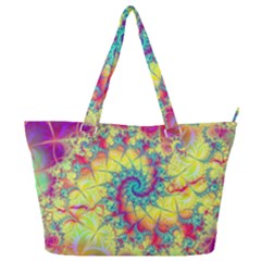 Fractal Spiral Abstract Background Vortex Yellow Full Print Shoulder Bag by Uceng